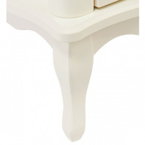 NOA116 - Noptiera, dulap cu 3 sertare cu manere, butoni metalici si detaliu floral - Crem / Ivory