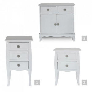NOA604 - Set 2 Noptiere albe, 40 cm, cu 2 sertare pentru dormitor