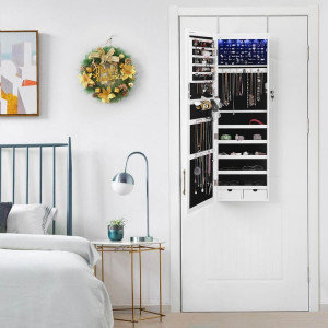 OGA109 - Oglinda caseta de bijuterii cu LED, dulap, dulapior perete dormitor, dressing - Alb