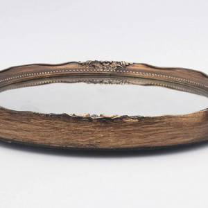 OGAU3 - Oglinda rotunda 31 cm, pentru perete, ornamentala dormitor, living - Aurie