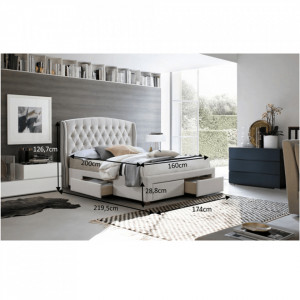 PAC601 - Pat tapitat pentru dormitor - 160/180 x200 - Crem