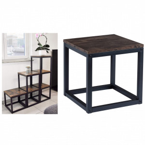 RAI223 - Rafturi de tip Cub 35 cm, la alegere numarul de cuburi, pentru living, birou, hol, biblioteca stil industrial - Maro
