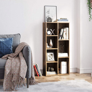 RAI43 - Rafturi, etajera 50x24x106 cm, pentru birou, living, hol, dormitor, bucatarie, camera copii, stil industrial - Maro