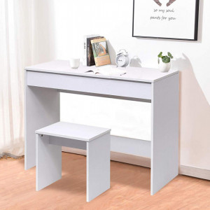 SEA280 - Set Masa alba toaleta, 100 cm, cosmetica machiaj oglinda pliabila masuta vanity, scaunel, taburet