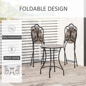 SEGM10 - Set Masa si 2 scaune pliante Mozaic gradina, terasa, balcon - Maro