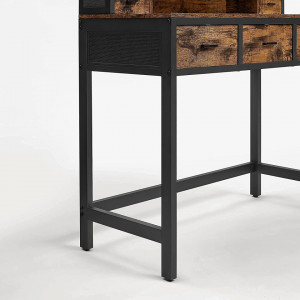 SEM231 - Set Masa toaleta, 90 cm, cosmetica machiaj cu oglinda, masuta vanity cu scaun tapitat - Maro stil industrial