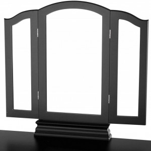 SEN124 - Set Masa toaleta cosmetica 85 cm machiaj masuta vanity, oglinda make-up, cosmetica cu scaun tapitat - Negru