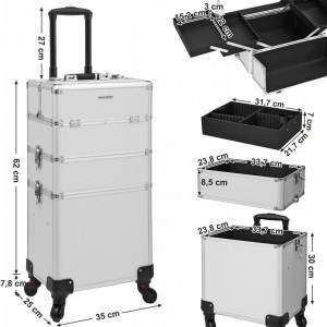 STG1 - Statie Makeup portabila, 35 cm, troler, organizator, portfard, geanta, valiza - Gri