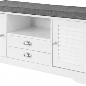 BAA26 - Banca 105 cm pentru Hol, pantofi, depozitare - Alba