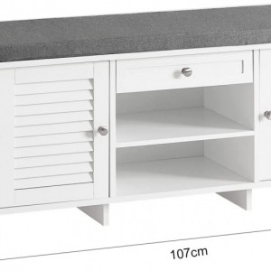BAA28 - Banca 107 cm pentru Hol, pantofi, depozitare - Alba