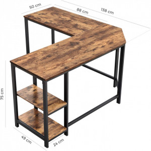 BII205 - Masa de Birou pe colt 138 cm, office industrial - Maro