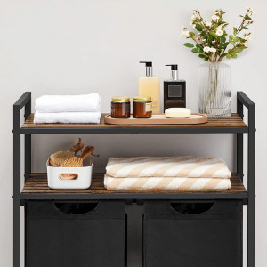 CORI3 - Cos de rufe, 73 cm, stil industrial, textil - Maro - Negru