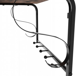 CUII6 - Cuier stil industrial, 66x30x31 cm, maro si negru, 5 agatatori haine