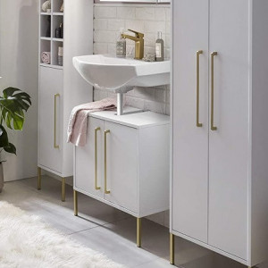 IASMIN1 - Masca de chiuveta alba cu manere aurii - Mobilier Baie IASMIN