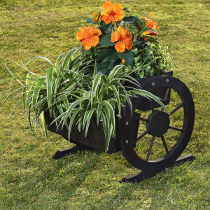 JAN1 - Jardiniera trandafiri roata pentru gradina, terasa, balcon - Neagra