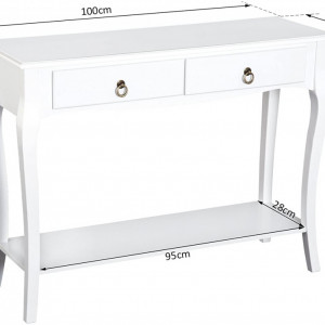 MAA212 - Masa toaleta, 100 cm, consola cosmetica machiaj masuta vanity make-up cu raft pentru hol - Alb