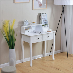 MAA602 - Masa toaleta, 80 cm, consola cosmetica machiaj masuta vanity make-up cu raft pentru hol - Alb