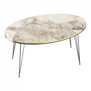 MCN4 - Masuta de cafea ovala, 90 cm - Alb-Negru