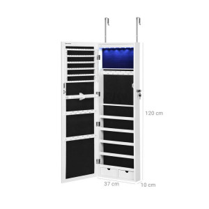 OGA109 - Oglinda caseta de bijuterii cu LED, dulap, dulapior perete dormitor, dressing - Alb