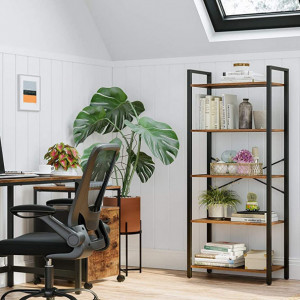 RAI23 - Rafturi 66x30x153 cm, pentru birou, living, hol, dormitor, stil industrial - Maro