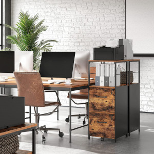 RAI34 - Rafturi, etajera 41x40.2x107.9 cm, pentru birou, living, hol, dormitor, stil industrial - Maro