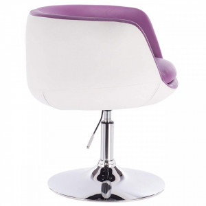 SCA228 - Scaun tapitat Alb si Violet pentru masa toaleta, birou, bar, lounge, imitatie de piele, inaltime reglabila