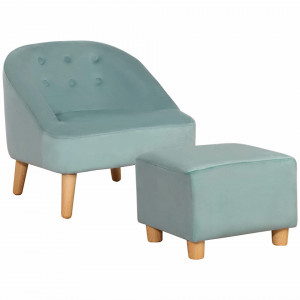 SCRV201 - Mini fotoliu si taburet, 51 cm, scaun, scaunel, divan Copii 3-5 ani - Verde