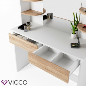 SEA275 - Set Masa toaleta cosmetica machiaj oglinda masuta vanity, oglinda cu sau fara LED - Alb-Maro