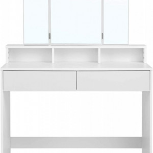 SEA340 - Set Masa alba toaleta moderna, 100 cm, cosmetica machiaj oglinda masuta vanity cu oglinda