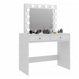 SEA504 - Set Masa toaleta cosmetica machiaj oglinda masuta vanity, oglinda cu LED-uri - Alb, Maro sau Negru
