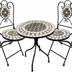 SEGG202 - Set Masa si scaune pliante Mozaic gradina, terasa, balcon - Gri