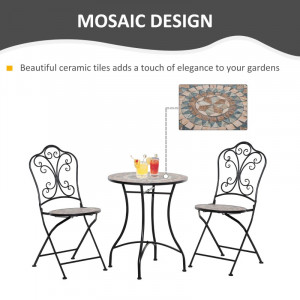 SEGM10 - Set Masa si 2 scaune pliante Mozaic gradina, terasa, balcon - Maro