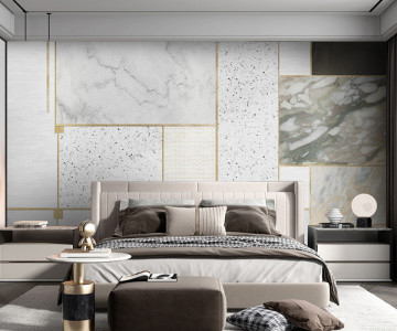 Fototapet Gold and White Marble