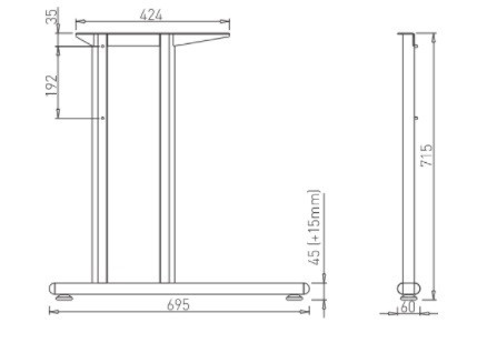 Picior birou Ava C700 aluminiu sistem Back