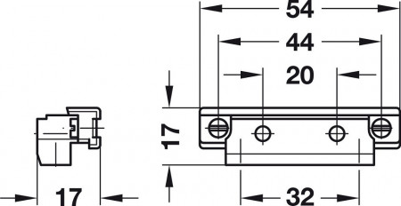 Adaptor 17x54mm pentru profile din aluminiu 23/26/38x14 mm 563.25.960 Hafele