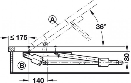 Mecanism rabatare lungime paturi cu lada Swing-Away Super 274.51.920 Hafele 