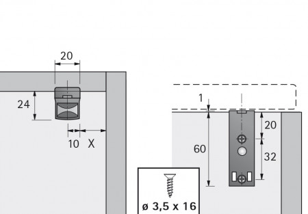Amortizor usa balama aplicata Intermat/Ecomat Hettich