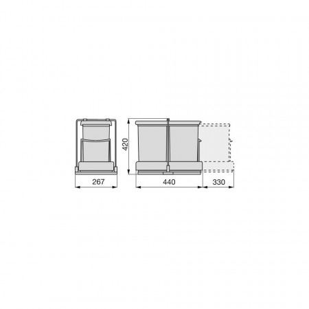 Cos gunoi bucatarie set 2 (2x14L), corp400mm