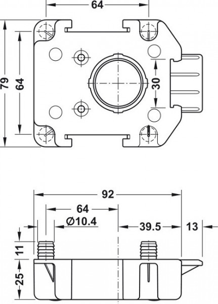 Suport pentru picior AXILO™ 78 montaj prin presare, H25mm, Häfele