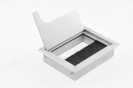 Trecere cablu 80x80mm cu perie aluminiu