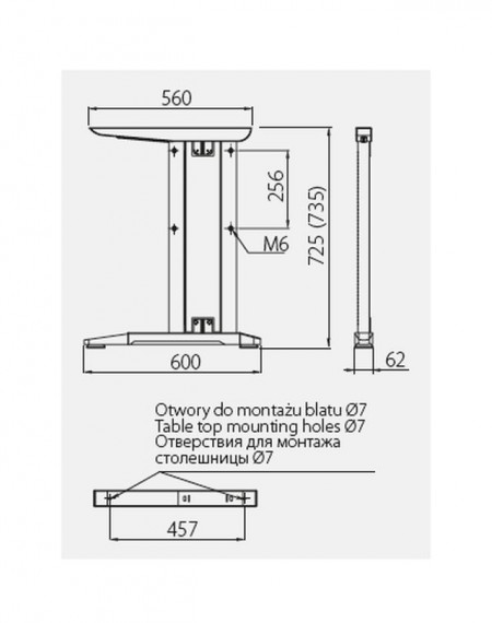Set picior birou 600x725