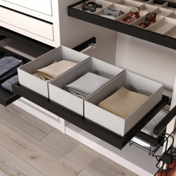 Suport metalic negru cu 3 cosuri de panza gri corp 800mm accesorii dressing Hack