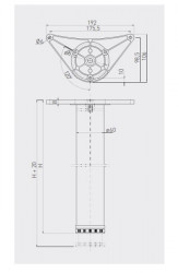 Picior masa metalic Ø60 H1100 crom lucios
