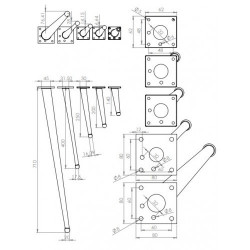 Picior mobila Bone H200mm auriu mat 