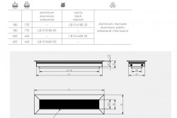Trecere cablu dreptunghiulara 51x450mm, negru mat