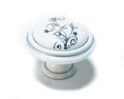 Buton portelan mobila P88.00.F7.T4G model floare argintie Giusti