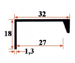 Profil maner aplicat tip L aluminiu 3 ml  
