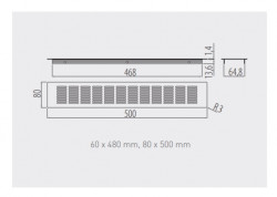 Grila de aerisire 80x480 perforatii dreptunghiulare negru schita