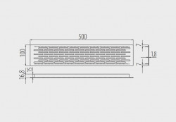 Grila de aerisire 100x500 mm perforatii dreptunghiulare otel schita