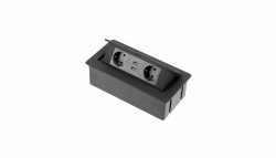 Priza incorporabila in blat 2xSchuko, 2 USB, Alb/Aluminiu/Negru